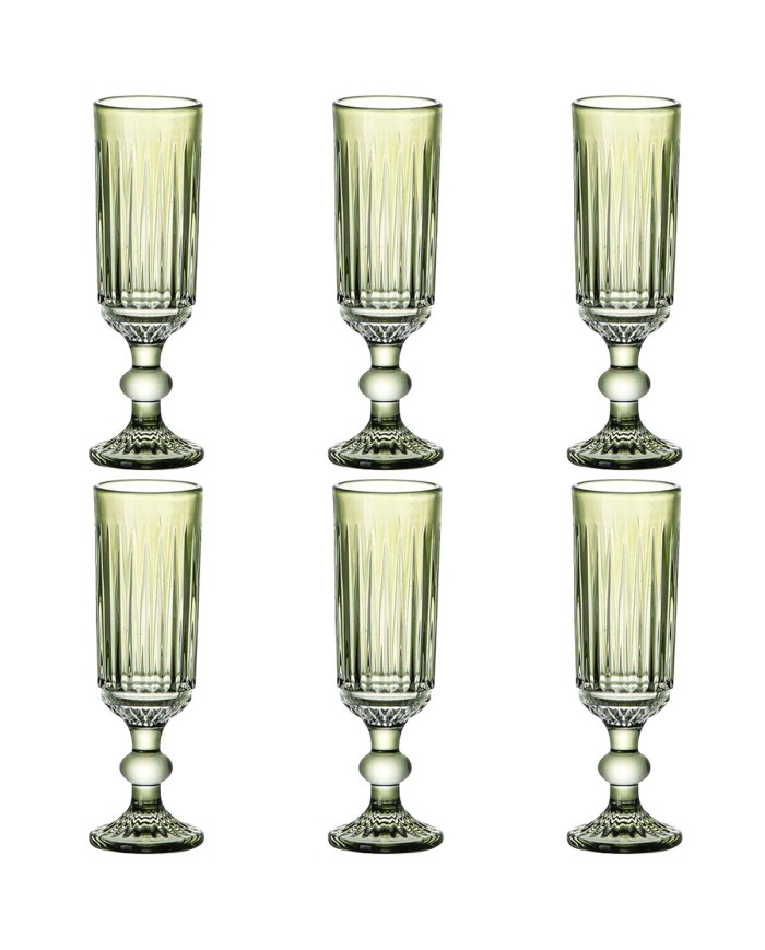 Set di Bicchieri Home ESPRIT Verde Cristallo 6 x 6 x 18,4 cm (6 Unità)