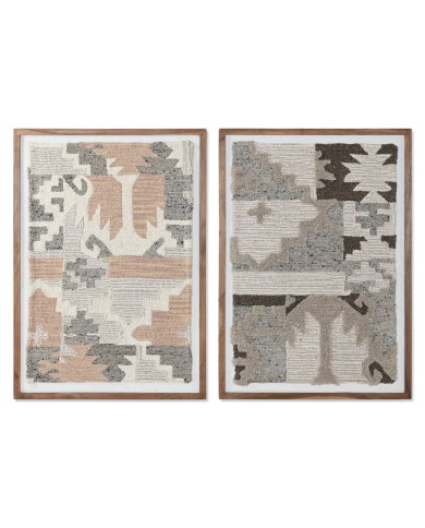 Quadro Home ESPRIT Marrone Beige Astratto Indiano 75 x 3 x 105 cm (2 Unità)