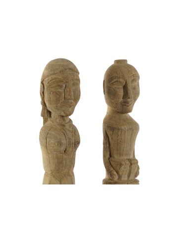 Statua Decorativa Home ESPRIT Naturale 7,5 x 7,5 x 50 cm Statua (2 Pezzi)