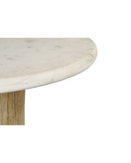 Tavolo Home ESPRIT Bianco Naturale Marmo teak 90 x 90 x 114 cm Tavolo Home ESPRIT Bianco Naturale Marmo teak 90 x 90 x 114 cm