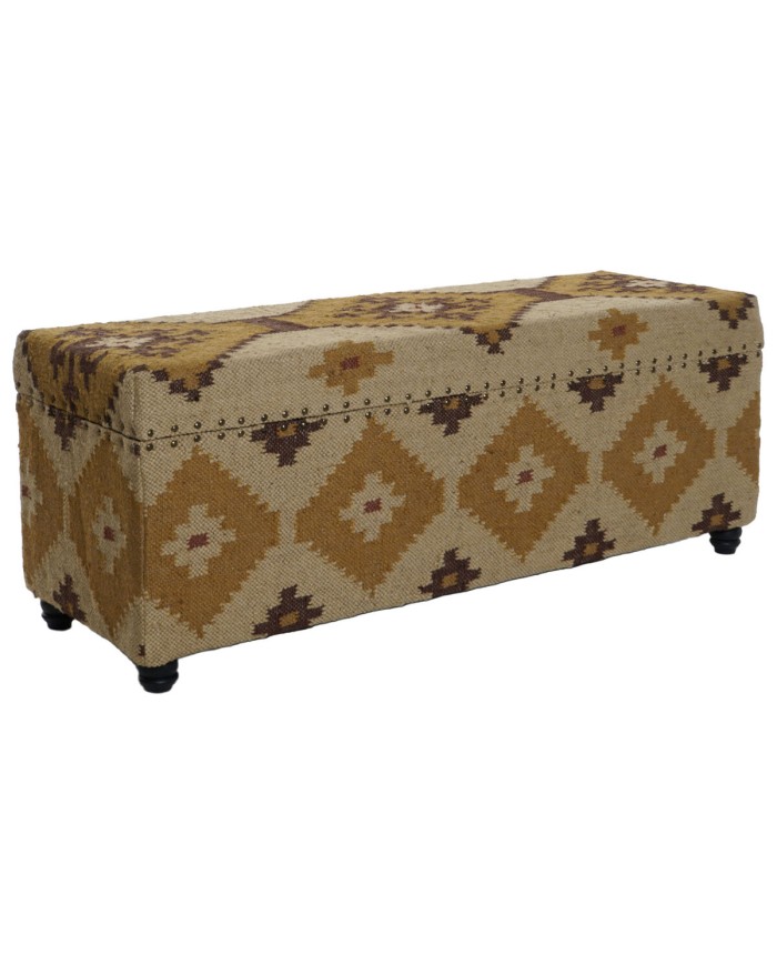 Forziere Home ESPRIT Beige Senape Cotone 120 x 40 x 45 cm Forziere Home ESPRIT Beige Senape Cotone 120 x 40 x 45 cm