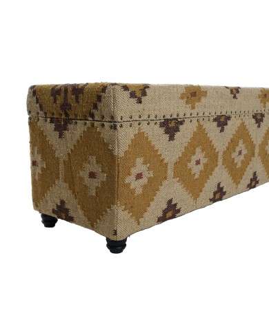 Forziere Home ESPRIT Beige Senape Cotone 120 x 40 x 45 cm