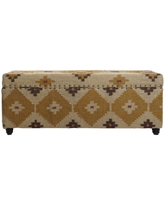 Forziere Home ESPRIT Beige Senape Cotone 120 x 40 x 45 cm Forziere Home ESPRIT Beige Senape Cotone 120 x 40 x 45 cm