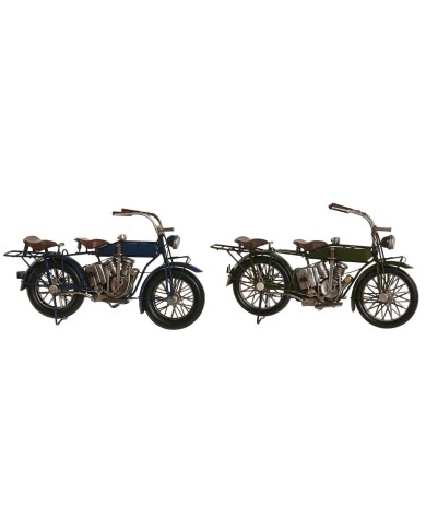 Statua Decorativa Home ESPRIT Azzurro Verde Moto Vintage 31 x 8 x 16 cm (2 Unità)