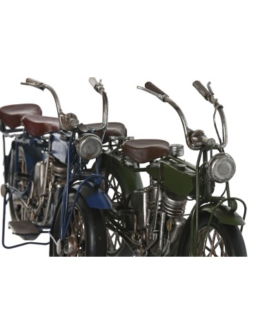 Statua Decorativa Home ESPRIT Azzurro Verde Moto Vintage 31 x 8 x 16 cm (2 Unità)