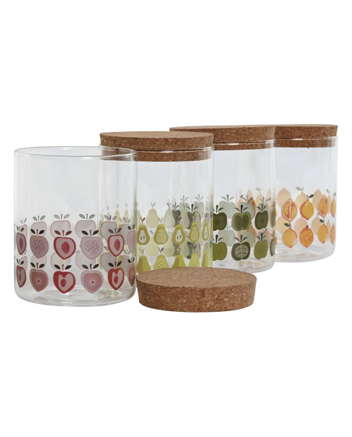 Barattolo Home ESPRIT Giallo Verde Naturale Sughero Silicone Vetro Borosilicato Shabby Chic 700 ml (4 Unità) Barattolo Home ESPRIT Giallo Verde Naturale Sughero Silicone Vetro Borosilicato Shabby Chic 700 ml (4 Unità)