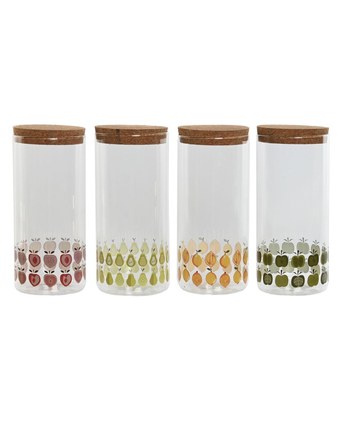 Barattolo Home ESPRIT Giallo Verde Naturale Sughero Silicone Vetro Borosilicato Shabby Chic 1,4 L (4 Unità) Barattolo Home ESPRIT Giallo Verde Naturale Sughero Silicone Vetro Borosilicato Shabby Chic 1,4 L (4 Unità)