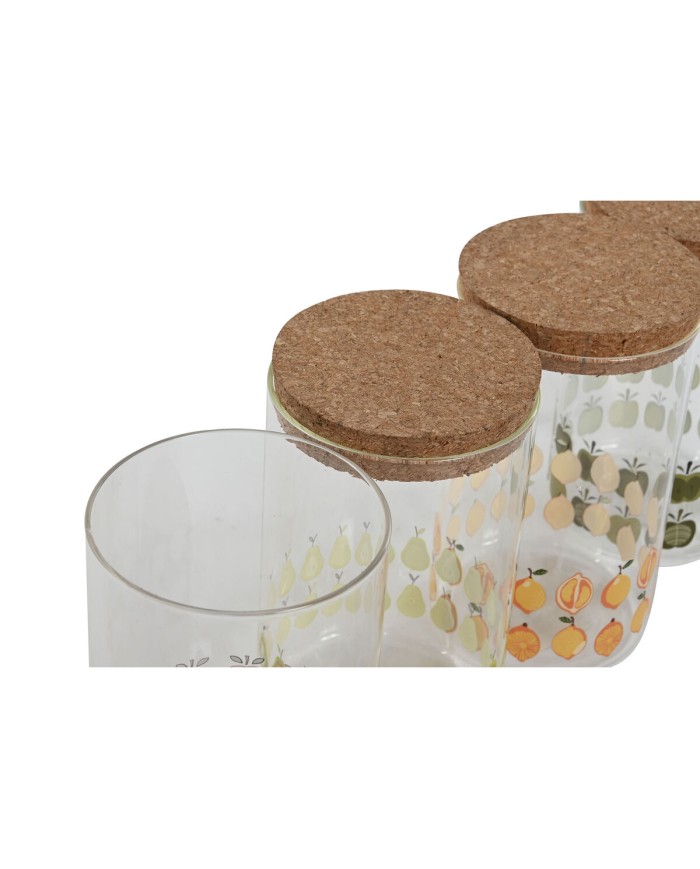 Barattolo Home ESPRIT Giallo Verde Naturale Sughero Silicone Vetro Borosilicato Shabby Chic 1 L (4 Unità) Barattolo Home ESPRIT Giallo Verde Naturale Sughero Silicone Vetro Borosilicato Shabby Chic 1 L (4 Unità)