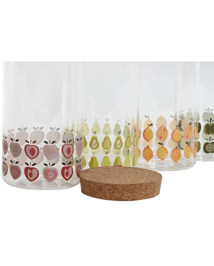 Barattolo Home ESPRIT Giallo Verde Naturale Sughero Silicone Vetro Borosilicato Shabby Chic 1 L (4 Unità) Barattolo Home ESPRIT Giallo Verde Naturale Sughero Silicone Vetro Borosilicato Shabby Chic 1 L (4 Unità)