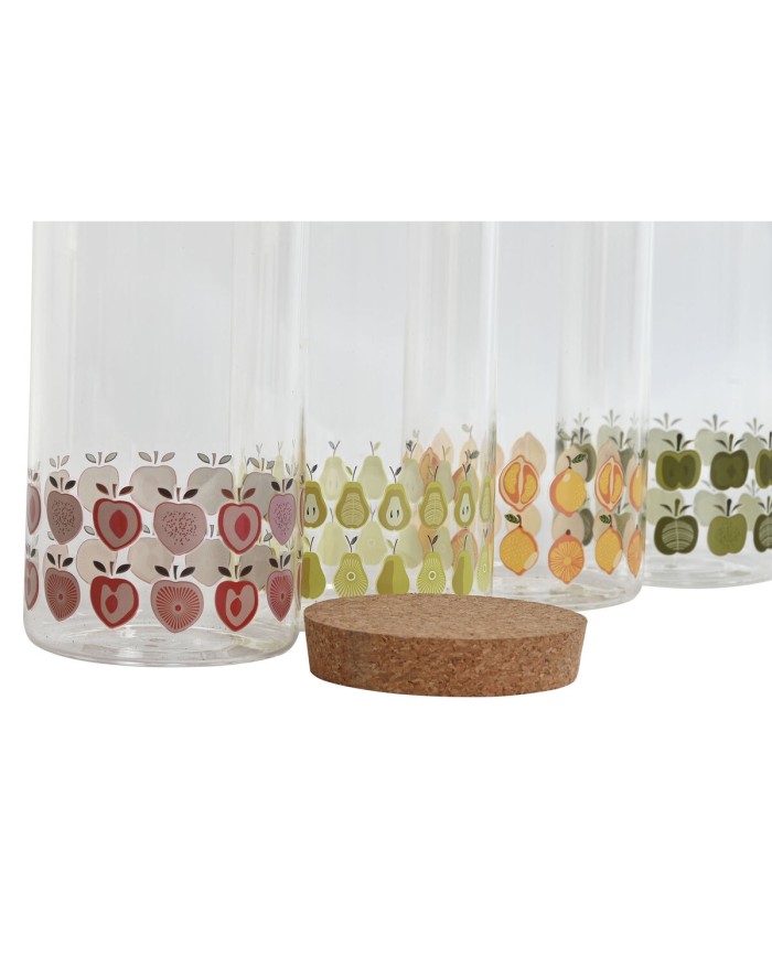 Barattolo Home ESPRIT Giallo Verde Naturale Sughero Silicone Vetro Borosilicato Shabby Chic 1,4 L (4 Unità) Barattolo Home ESPRIT Giallo Verde Naturale Sughero Silicone Vetro Borosilicato Shabby Chic 1,4 L (4 Unità)