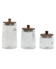 Set di 3 Barattoli Home ESPRIT Trasparente Sughero Vetro Borosilicato 1 L 3 Pezzi Set di 3 Barattoli Home ESPRIT Trasparente Sughero Vetro Borosilicato 1 L 3 Pezzi