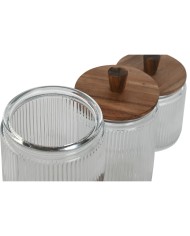 Set di 3 Barattoli Home ESPRIT Trasparente Cristallo Acacia 1,8 L 3 Pezzi Set di 3 Barattoli Home ESPRIT Trasparente Cristallo Acacia 1,8 L 3 Pezzi