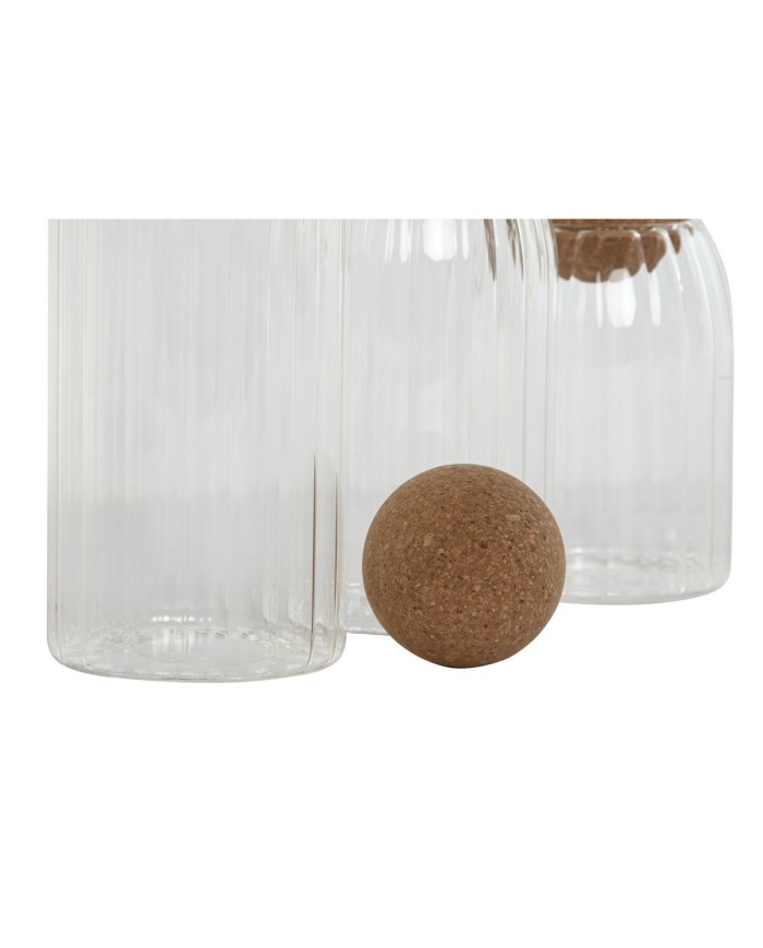 Set di 3 Barattoli Home ESPRIT Trasparente Sughero Vetro Borosilicato 1 L 3 Pezzi Set di 3 Barattoli Home ESPRIT Trasparente Sughero Vetro Borosilicato 1 L 3 Pezzi