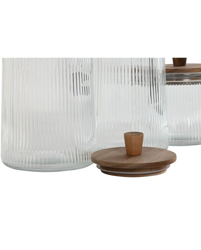 Set di 3 Barattoli Home ESPRIT Trasparente Cristallo Acacia 1,8 L 3 Pezzi Set di 3 Barattoli Home ESPRIT Trasparente Cristallo Acacia 1,8 L 3 Pezzi