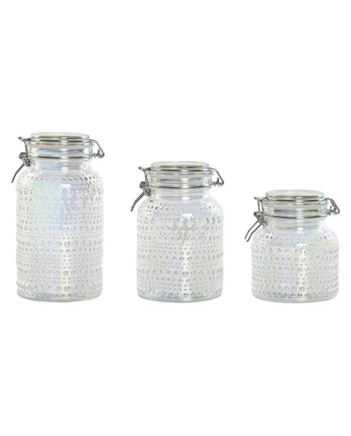 Set di 3 Barattoli Home ESPRIT Trasparente Metallo Cristallo 1,2 L 3 Pezzi Set di 3 Barattoli Home ESPRIT Trasparente Metallo Cristallo 1,2 L 3 Pezzi