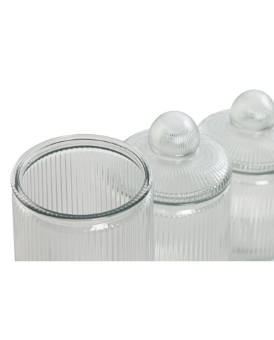 Set di 3 Barattoli Home ESPRIT Trasparente Silicone Cristallo 1,4 L 3 Pezzi