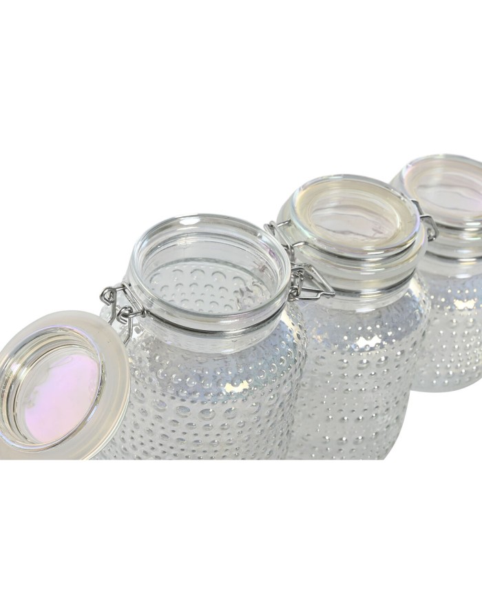 Set di 3 Barattoli Home ESPRIT Trasparente Metallo Cristallo 1,2 L 3 Pezzi Set di 3 Barattoli Home ESPRIT Trasparente Metallo Cristallo 1,2 L 3 Pezzi