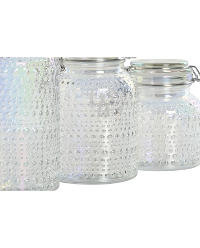 Set di 3 Barattoli Home ESPRIT Trasparente Metallo Cristallo 1,2 L 3 Pezzi