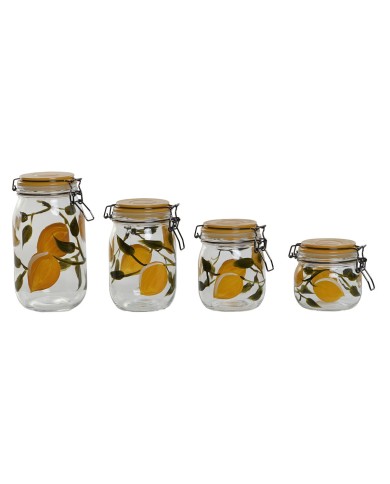 Set di 4 Barattoli Home ESPRIT Giallo Cristallo Ferro 1,5 L 4 Pezzi