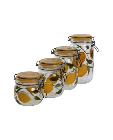 Set di 4 Barattoli Home ESPRIT Giallo Cristallo Ferro 1,5 L 4 Pezzi