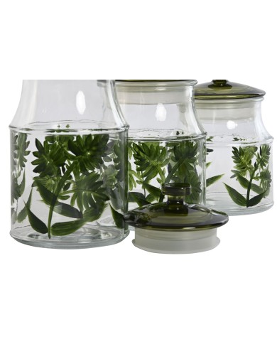 Set di 3 Barattoli Home ESPRIT Verde Cristallo 1,2 L 3 Pezzi