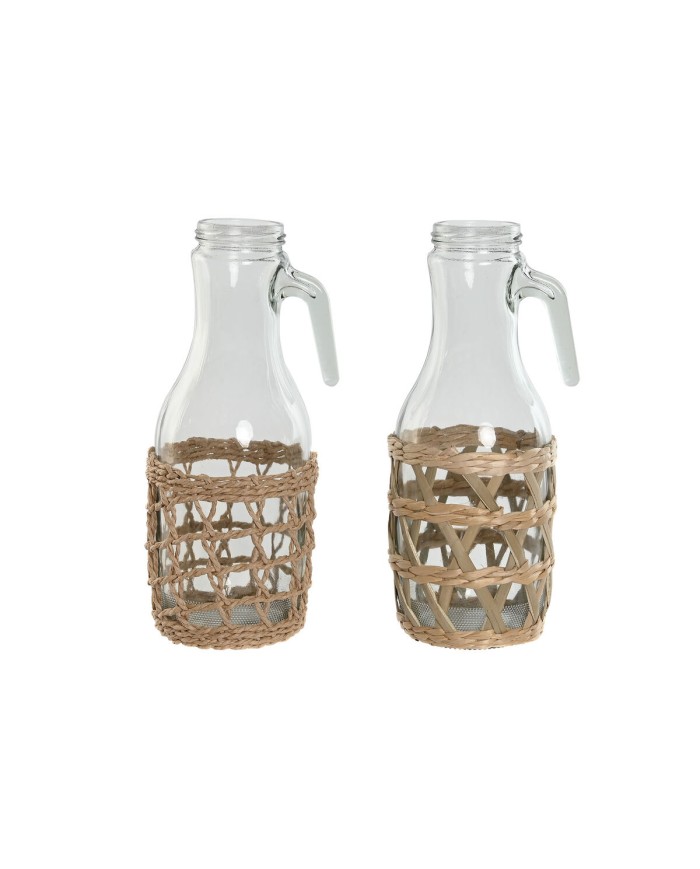 Brocca Home ESPRIT Naturale Cristallo Fibra (2 Unità) Brocca Home ESPRIT Naturale Cristallo Fibra (2 Unità)