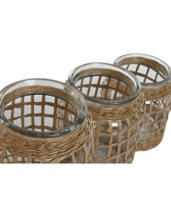 Vaso Home ESPRIT Naturale Cristallo 16,5 x 16,5 x 27 cm (3 Pezzi) Vaso Home ESPRIT Naturale Cristallo 16,5 x 16,5 x 27 cm (3 Pezzi)