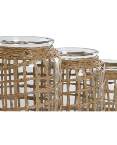 Vaso Home ESPRIT Naturale Cristallo 16,5 x 16,5 x 27 cm (3 Pezzi) Vaso Home ESPRIT Naturale Cristallo 16,5 x 16,5 x 27 cm (3 Pezzi)