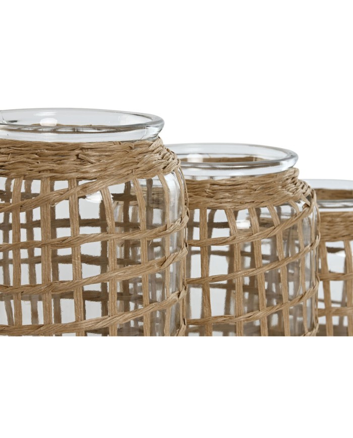 Vaso Home ESPRIT Naturale Cristallo 16,5 x 16,5 x 27 cm (3 Pezzi) Vaso Home ESPRIT Naturale Cristallo 16,5 x 16,5 x 27 cm (3 Pezzi)