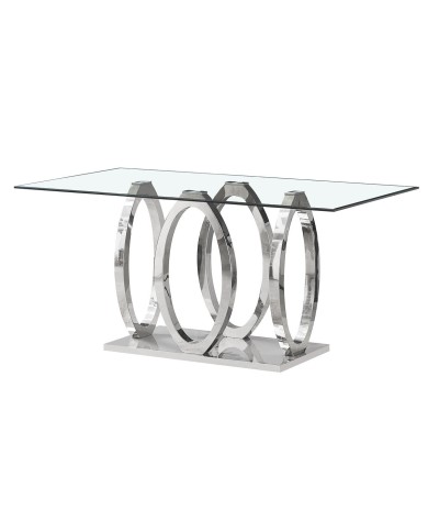 Tavolo da Pranzo Home ESPRIT Acciaio Vetro Temperato 160 x 90 x 76 cm