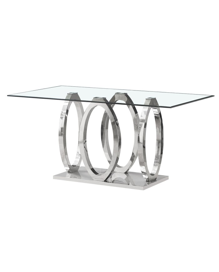 Tavolo da Pranzo Home ESPRIT Acciaio Vetro Temperato 160 x 90 x 76 cm Tavolo da Pranzo Home ESPRIT Acciaio Vetro Temperato 160 x 90 x 76 cm