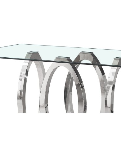 Tavolo da Pranzo Home ESPRIT Acciaio Vetro Temperato 160 x 90 x 76 cm