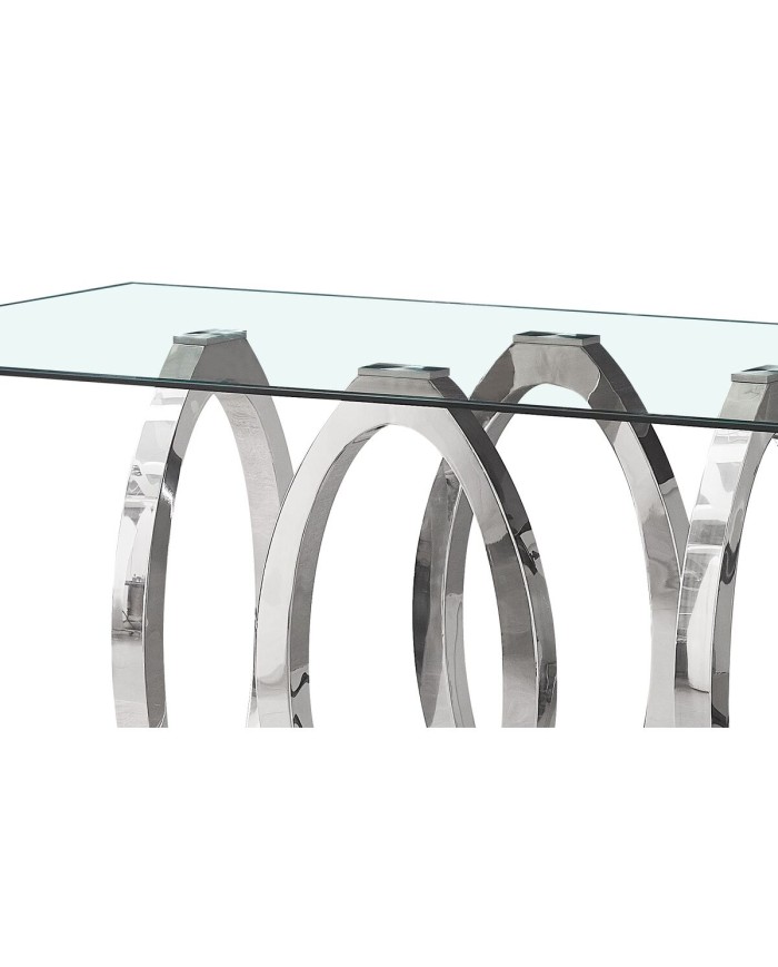 Tavolo da Pranzo Home ESPRIT Acciaio Vetro Temperato 160 x 90 x 76 cm Tavolo da Pranzo Home ESPRIT Acciaio Vetro Temperato 160 x 90 x 76 cm