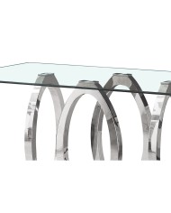 Tavolo da Pranzo Home ESPRIT Acciaio Vetro Temperato 160 x 90 x 76 cm Tavolo da Pranzo Home ESPRIT Acciaio Vetro Temperato 160 x 90 x 76 cm