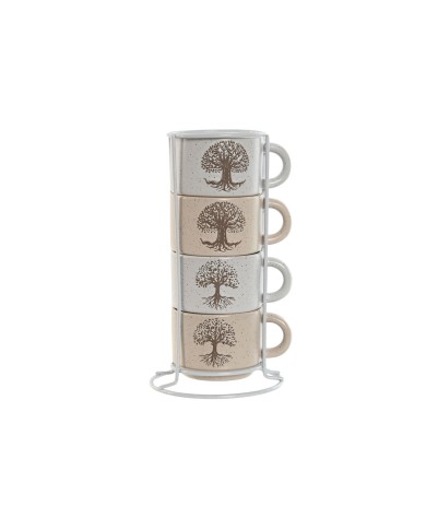 Set di Tazze da Caffè Home ESPRIT Bianco Beige Metallo Gres 150 ml Set di Tazze da Caffè Home ESPRIT Bianco Beige Metallo Gres 150 ml