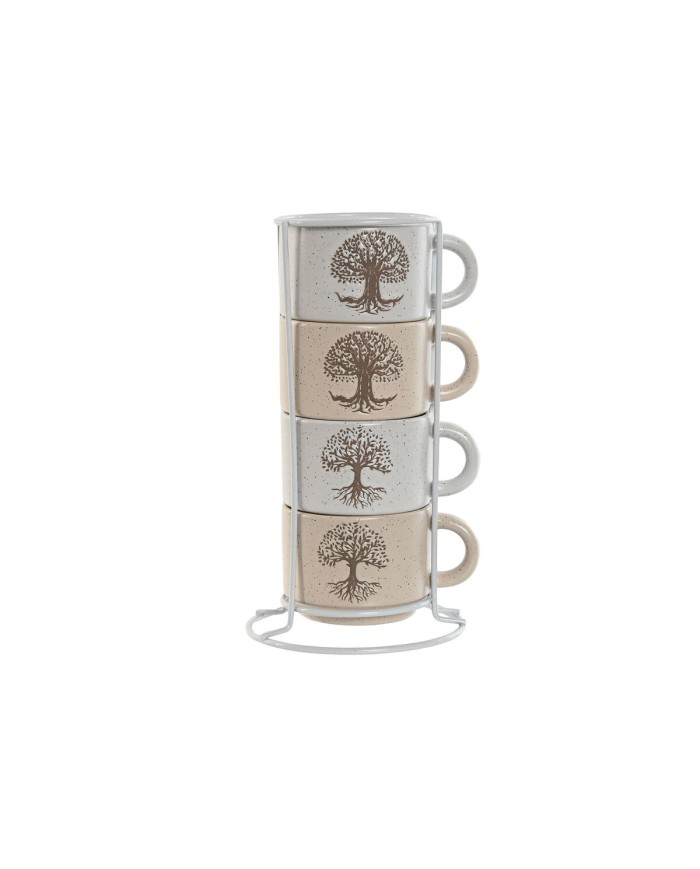 Set di Tazze da Caffè Home ESPRIT Bianco Beige Metallo Gres 150 ml Set di Tazze da Caffè Home ESPRIT Bianco Beige Metallo Gres 150 ml