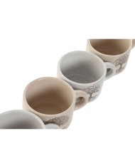 Set di Tazze da Caffè Home ESPRIT Bianco Beige Metallo Gres 150 ml Set di Tazze da Caffè Home ESPRIT Bianco Beige Metallo Gres 150 ml