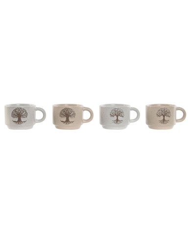 Set di Tazze da Caffè Home ESPRIT Bianco Beige Metallo Gres 150 ml Set di Tazze da Caffè Home ESPRIT Bianco Beige Metallo Gres 150 ml