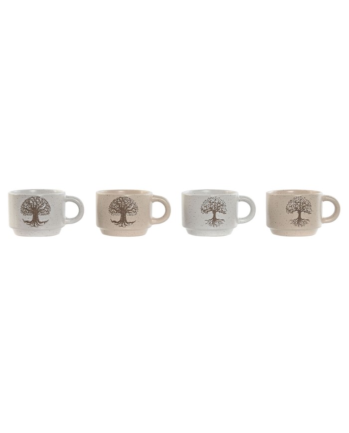 Set di Tazze da Caffè Home ESPRIT Bianco Beige Metallo Gres 150 ml Set di Tazze da Caffè Home ESPRIT Bianco Beige Metallo Gres 150 ml