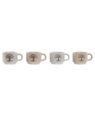 Set di Tazze da Caffè Home ESPRIT Bianco Beige Metallo Gres 150 ml Set di Tazze da Caffè Home ESPRIT Bianco Beige Metallo Gres 150 ml