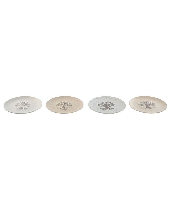 Piatto da pranzo Home ESPRIT Bianco Beige Gres Tradizionale 20 x 20 x 2,5 cm