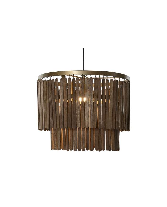 Lampadario Home ESPRIT Marrone Dorato Legno Metallo Legno di mango 50 W 60 x 60 x 48 cm