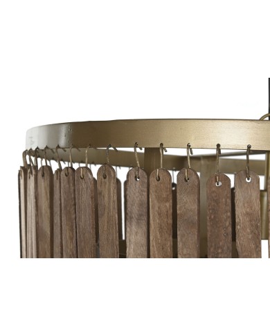 Lampadario Home ESPRIT Marrone Dorato Legno Metallo Legno di mango 50 W 60 x 60 x 48 cm