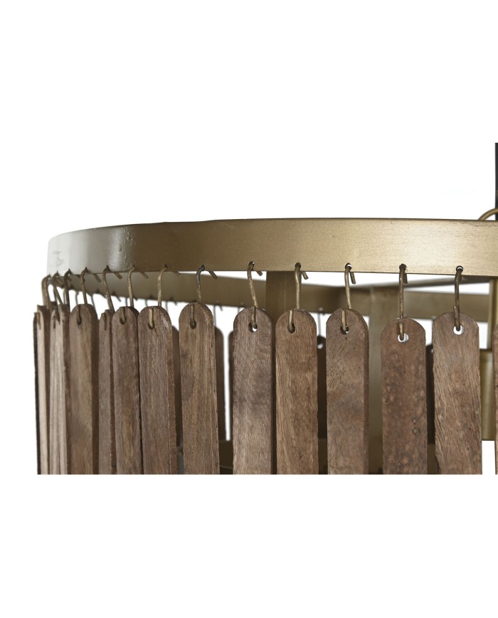 Lampadario Home ESPRIT Marrone Dorato Legno Metallo Legno di mango 50 W 60 x 60 x 48 cm