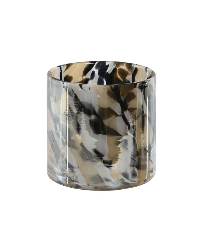 Portacandele Home ESPRIT Nero Crema Cristallo 12 x 12 x 11,5 cm Portacandele Home ESPRIT Nero Crema Cristallo 12 x 12 x 11,5 cm