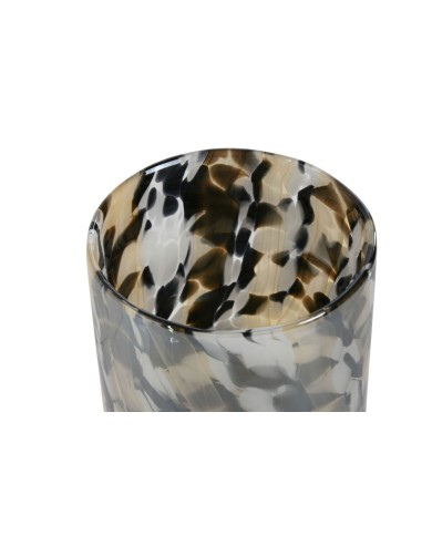 Portacandele Home ESPRIT Nero Crema Cristallo 12 x 12 x 11,5 cm