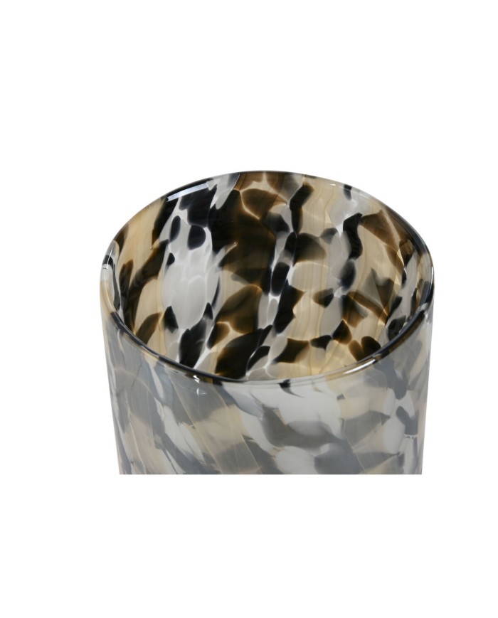 Portacandele Home ESPRIT Nero Crema Cristallo 12 x 12 x 11,5 cm Portacandele Home ESPRIT Nero Crema Cristallo 12 x 12 x 11,5 cm