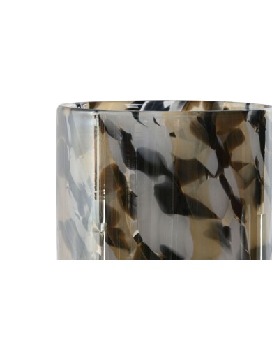 Portacandele Home ESPRIT Nero Crema Cristallo 12 x 12 x 11,5 cm