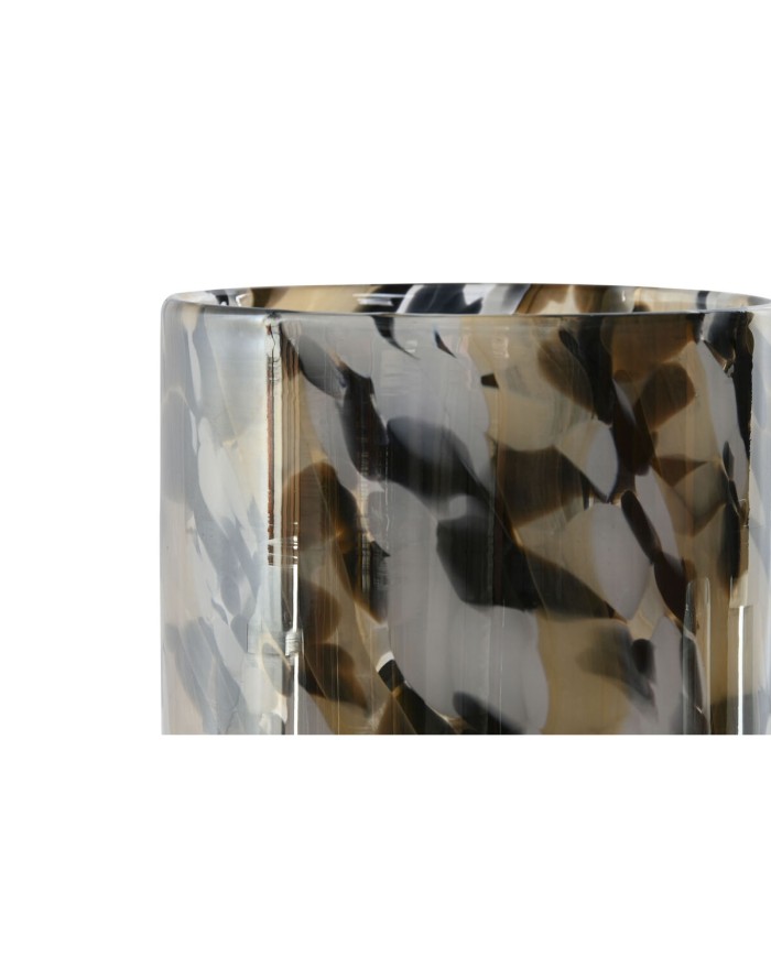 Portacandele Home ESPRIT Nero Crema Cristallo 12 x 12 x 11,5 cm Portacandele Home ESPRIT Nero Crema Cristallo 12 x 12 x 11,5 cm