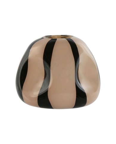 Vaso Home ESPRIT Nero Crema Cristallo Moderno 21 x 21 x 16,3 cm Vaso Home ESPRIT Nero Crema Cristallo Moderno 21 x 21 x 16,3 cm